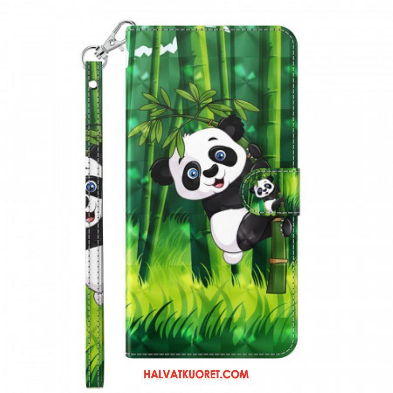 Flip Case OnePlus 10 Pro 5G Suojaketju Kuori Strappy Panda