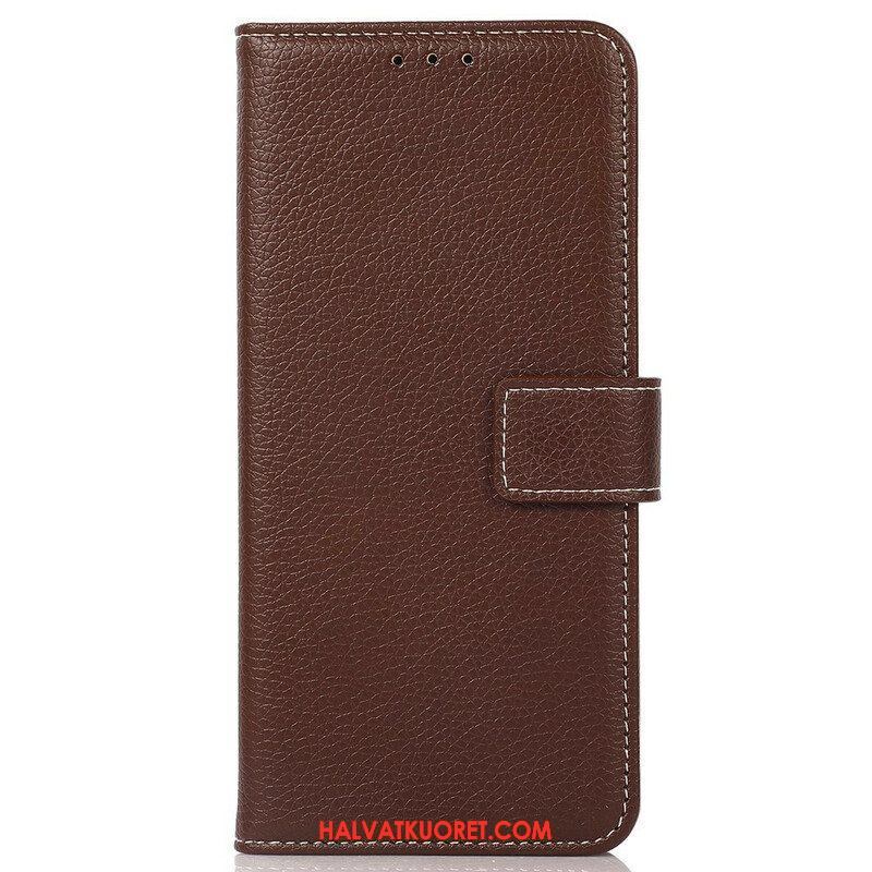Flip Case OnePlus Nord 2 5G Litsi Nahka Ompeleella