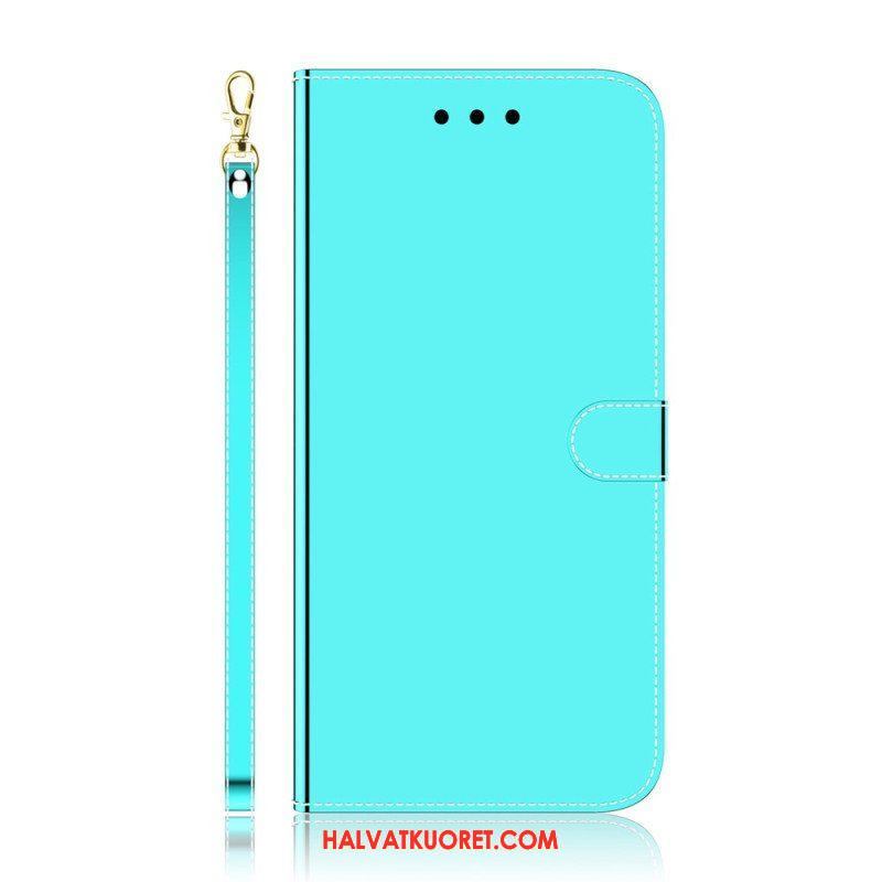 Flip Case Oppo Reno 8 Lite Keinopeilinahka Hihnalla