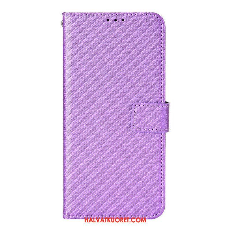 Flip Case Samsung Galaxy M23 5G Teksturoitu Kuvio Hihnalla