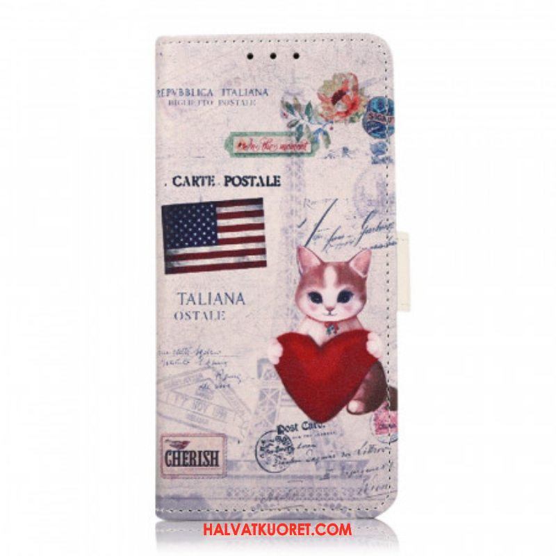 Flip Case Samsung Galaxy M32 Traveller Cat