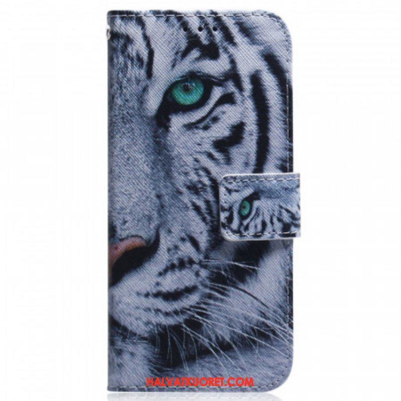 Flip Case Samsung Galaxy M53 5G Valkoinen Tiikeri