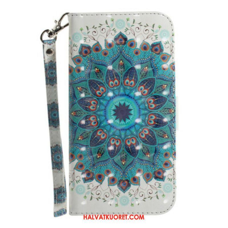 Flip Case Samsung Galaxy S21 FE Suojaketju Kuori Mestarillinen Mandala Hihnalla