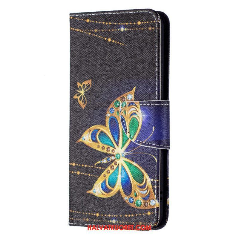 Flip Case Samsung Galaxy S22 Plus 5G Kultaiset Perhoset