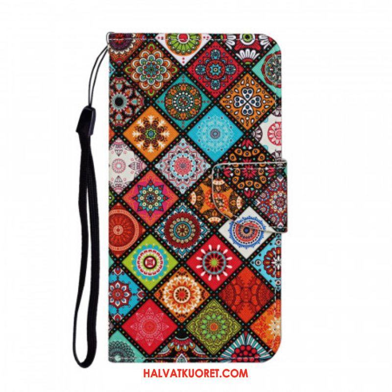 Flip Case Samsung Galaxy S22 Ultra 5G Patchwork Mandalas Kaulanauhalla