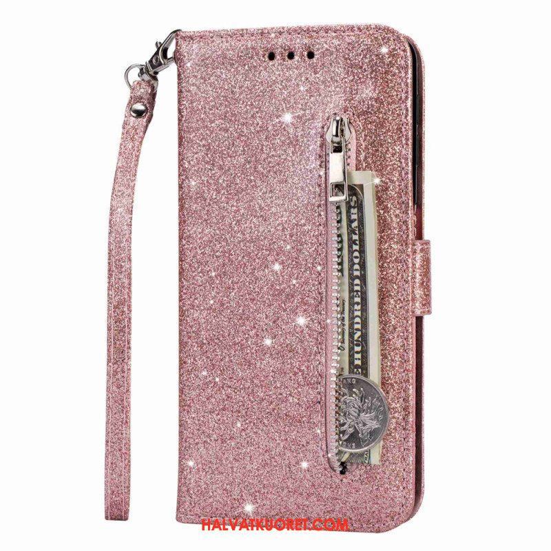 Flip Case Samsung Galaxy S23 5G Glitter Kolikkopussi