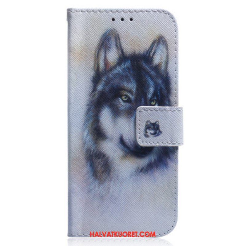 Flip Case Xiaomi 13 Suojaketju Kuori Strappy Watercolour Wolf