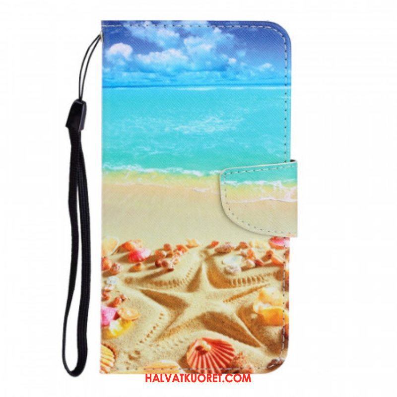 Flip Case Xiaomi Redmi Note 11 Pro Plus 5G Suojaketju Kuori Lanyard Beach