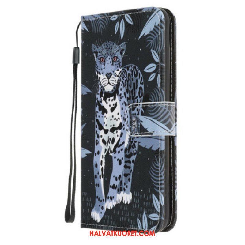 Flip Case iPhone 13 Pro Suojaketju Kuori Strappy Leopard