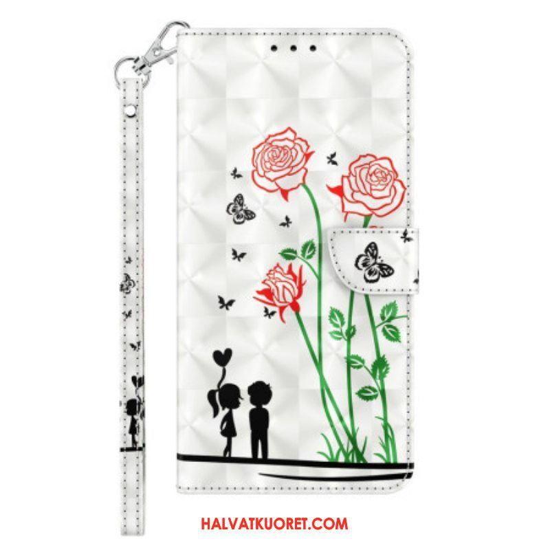 Flip Case iPhone 14 Pro Suojaketju Kuori Lanyard Love Dandelions