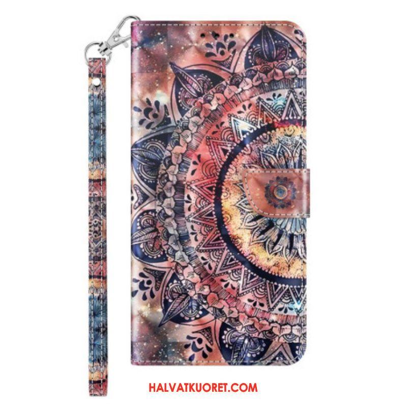 Flip Case iPhone 14 Pro Suojaketju Kuori Värikäs Strappy Mandala