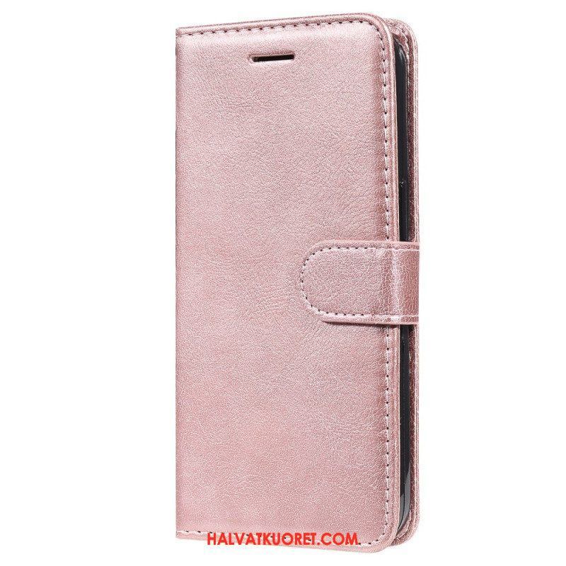 Flip Case iPhone 15 Plus Suojaketju Kuori Pelkkä Keinonahka Hihnalla