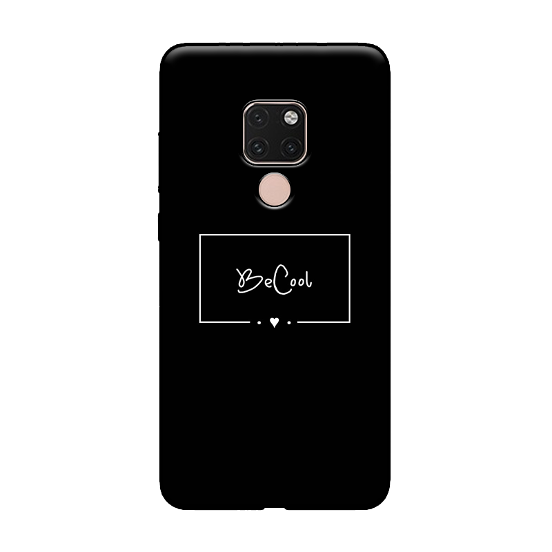 Huawei Mate 20 X Kuoret Yksinkertainen Musta Rakastunut, Huawei Mate 20 X Kuori Kirjain Pehmeä Neste