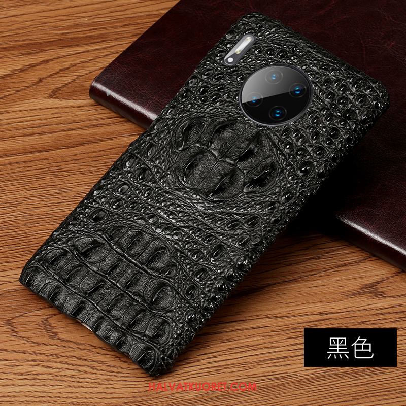 Huawei Mate 30 Kuoret Puhelimen Aito Nahka, Huawei Mate 30 Kuori Musta