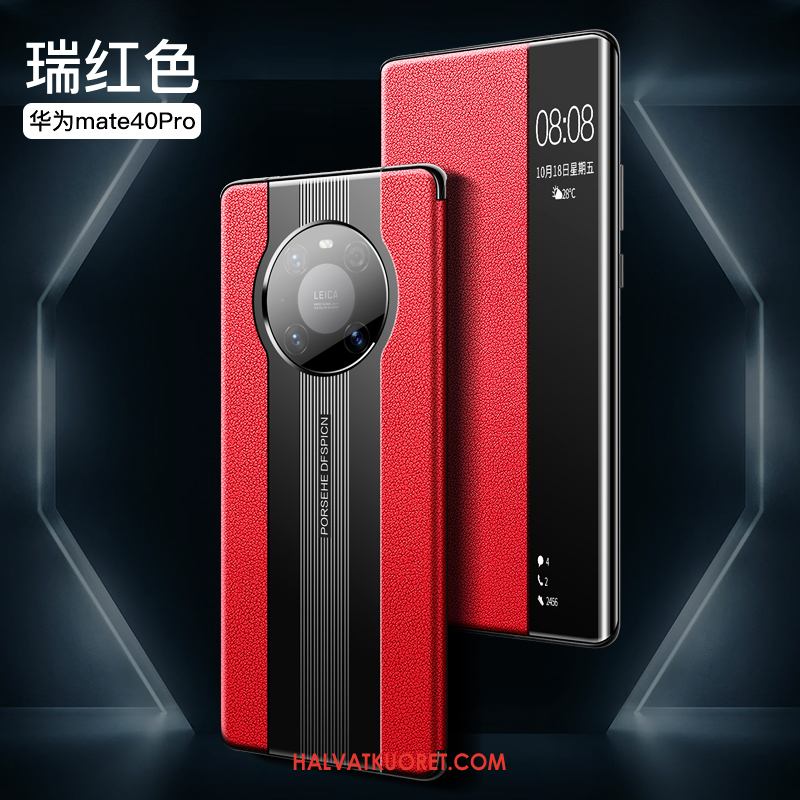 Huawei Mate 40 Pro Kuoret Suojaus Ylellisyys Aito Nahka, Huawei Mate 40 Pro Kuori Punainen