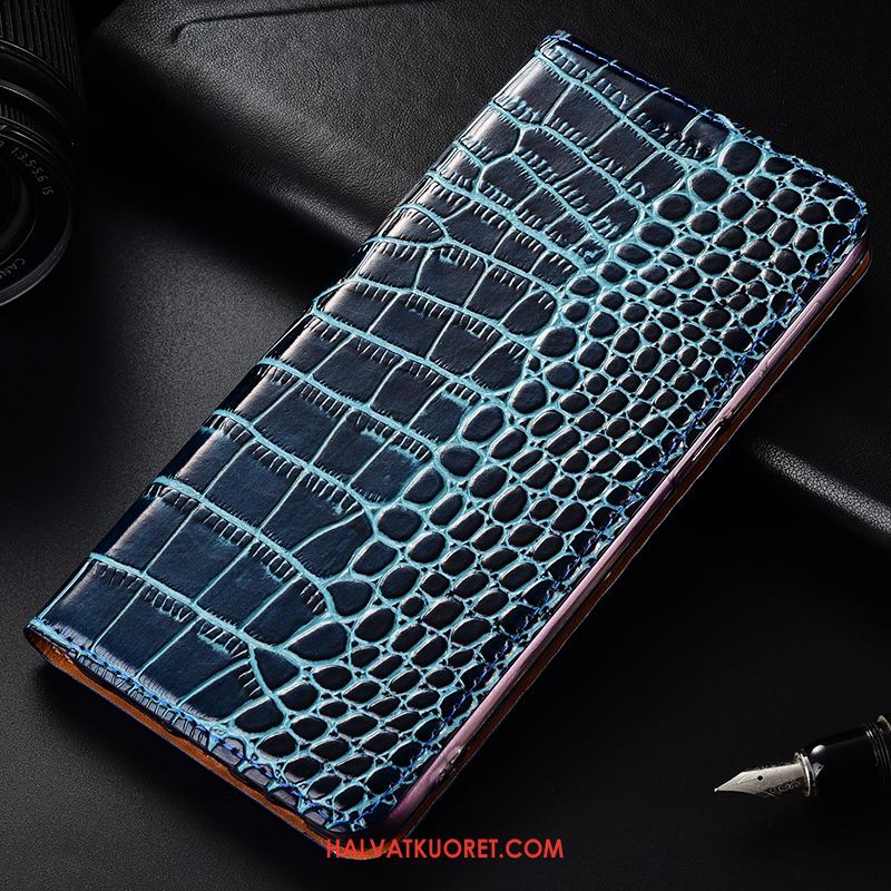 Huawei P Smart 2019 Kuoret Aito Nahka Sininen Kotelo, Huawei P Smart 2019 Kuori Nahkakotelo Suojaus