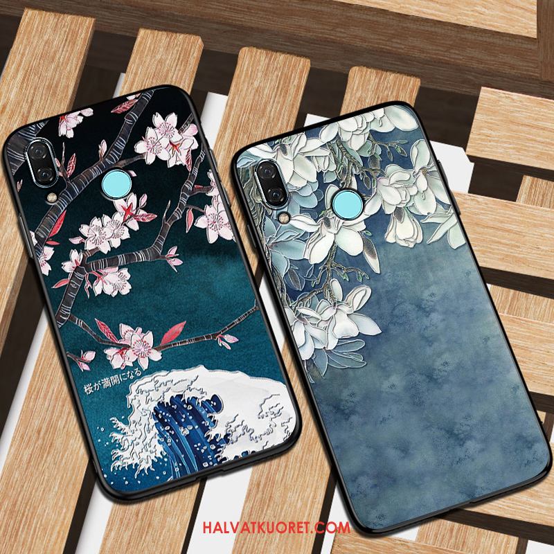 Huawei P Smart 2019 Kuoret Suojaus Pesty Suede Kotelo, Huawei P Smart 2019 Kuori Muokata Sininen