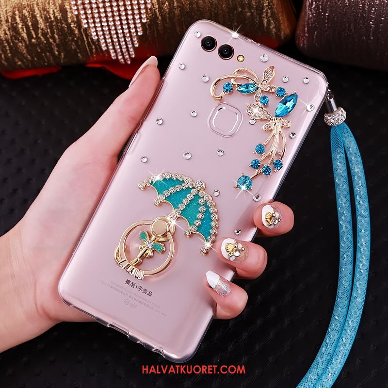 Huawei P Smart Kuoret Vihreä Rengas Strassi, Huawei P Smart Kuori Rhinestone Inlay Ripustettava Kaula