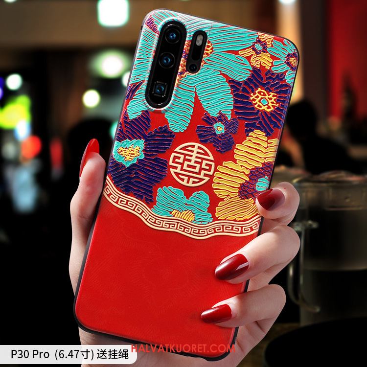 Huawei P30 Pro Kuoret Pesty Suede Ripustettavat Koristeet Luova, Huawei P30 Pro Kuori Kiinalainen Tyyli Pehmeä Neste