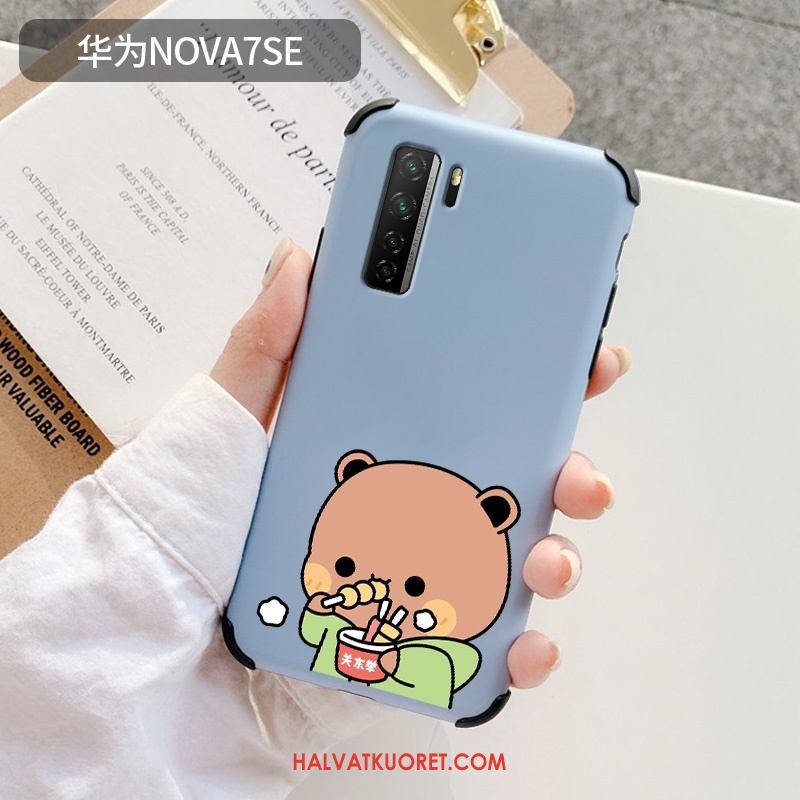 Huawei P40 Lite 5g Kuoret Suojaus Murtumaton Sininen, Huawei P40 Lite 5g Kuori Bear Silikoni