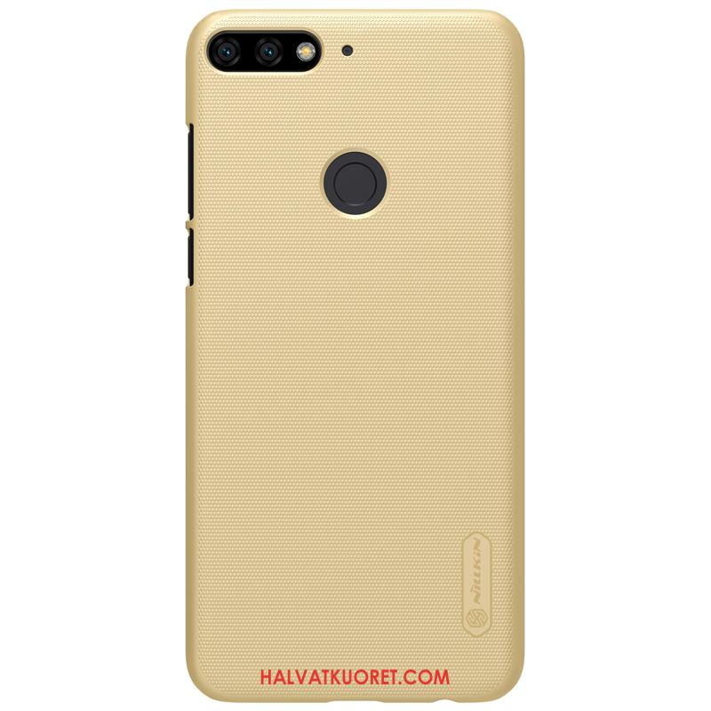 Huawei Y7 2018 Kuoret Suojaus Murtumaton Pesty Suede, Huawei Y7 2018 Kuori Kotelo Kulta