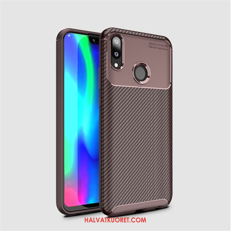 Huawei Y7 2019 Kuoret Kotelo Liukumaton Pesty Suede, Huawei Y7 2019 Kuori Kuitu Suojaus Braun