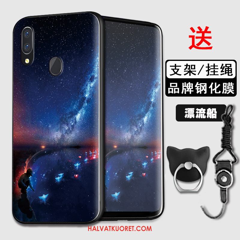 Huawei Y7 2019 Kuoret Persoonallisuus Kotelo All Inclusive, Huawei Y7 2019 Kuori Silikoni Sininen