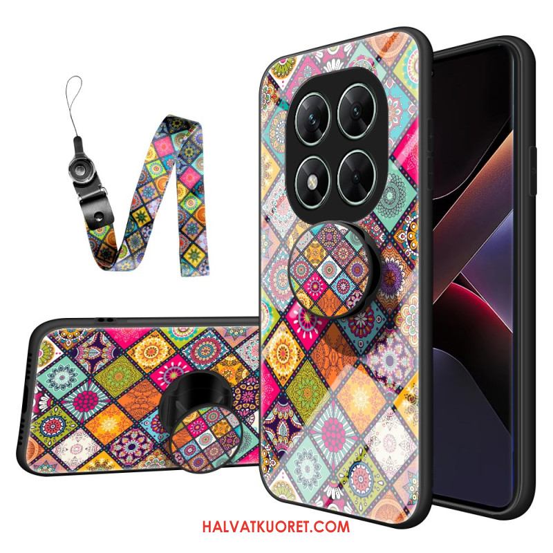 Hülle Für Xiaomi Redmi Note 14 Pro 5g Patchwork-riemen Und Ringhalter