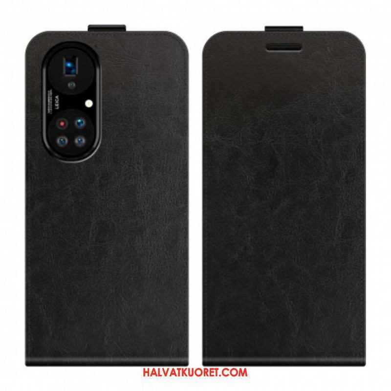 Kotelot Huawei P50 Pro Pystysuora Läppä Nahkaefekti