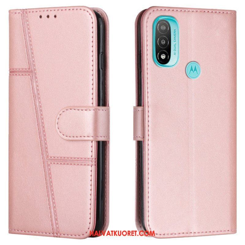 Kotelot Moto E40 / E30 / E20 Suojaketju Kuori Strappy Geo Leather Effect