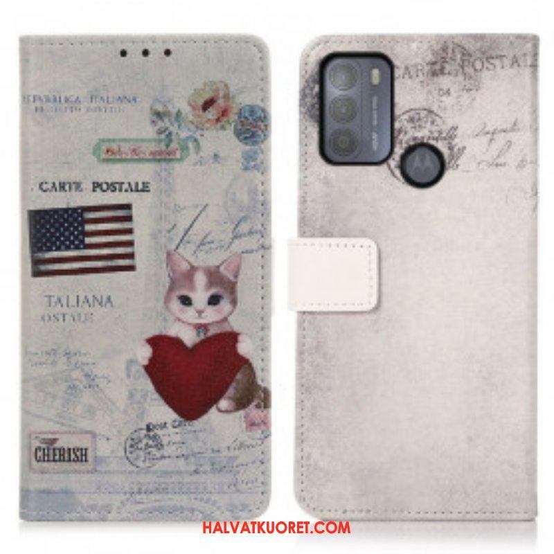 Kotelot Moto G50 Traveller Cat