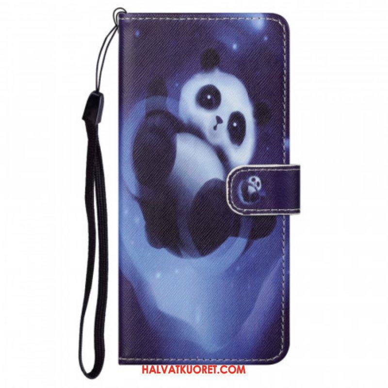 Kotelot Moto G71 5G Suojaketju Kuori Panda Space Kaulanauhalla