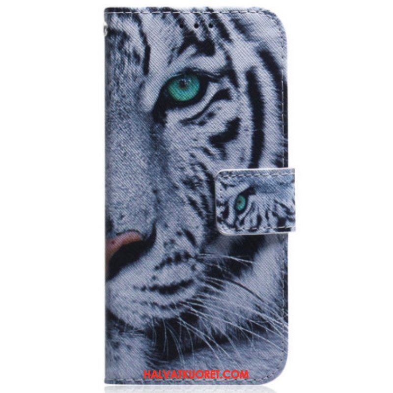 Kotelot Moto G73 5G Suojaketju Kuori Strappy White Tiger