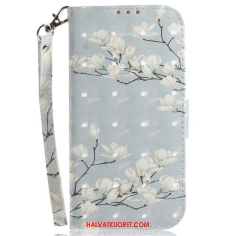 Kotelot OnePlus Nord 2T 5G Suojaketju Kuori Strappy Magnolia Flowers