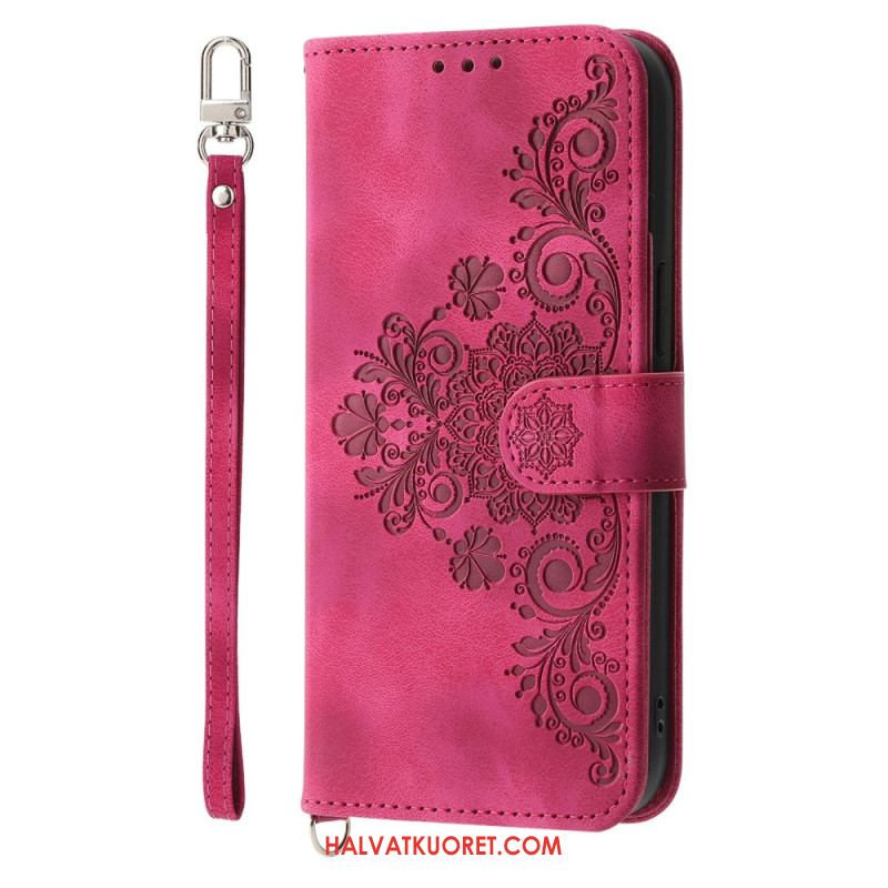 Kotelot Oneplus 13r Mokkanahkainen Pitsikuvio Jossa Hihna Ja Olkahihna Suojakuori