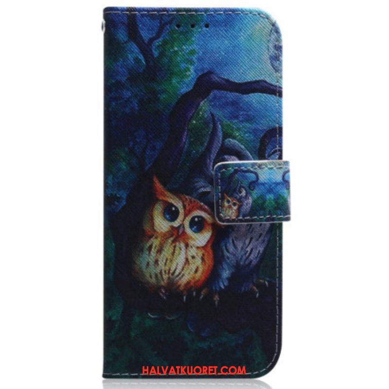 Kotelot Oppo Reno 8 Pro Suojaketju Kuori Strappy Owls -maalaus