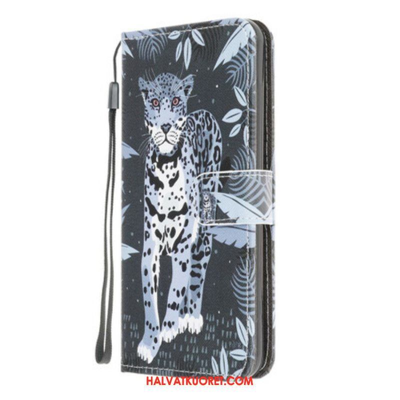 Kotelot Samsung Galaxy M12 / A12 Suojaketju Kuori Strappy Leopard