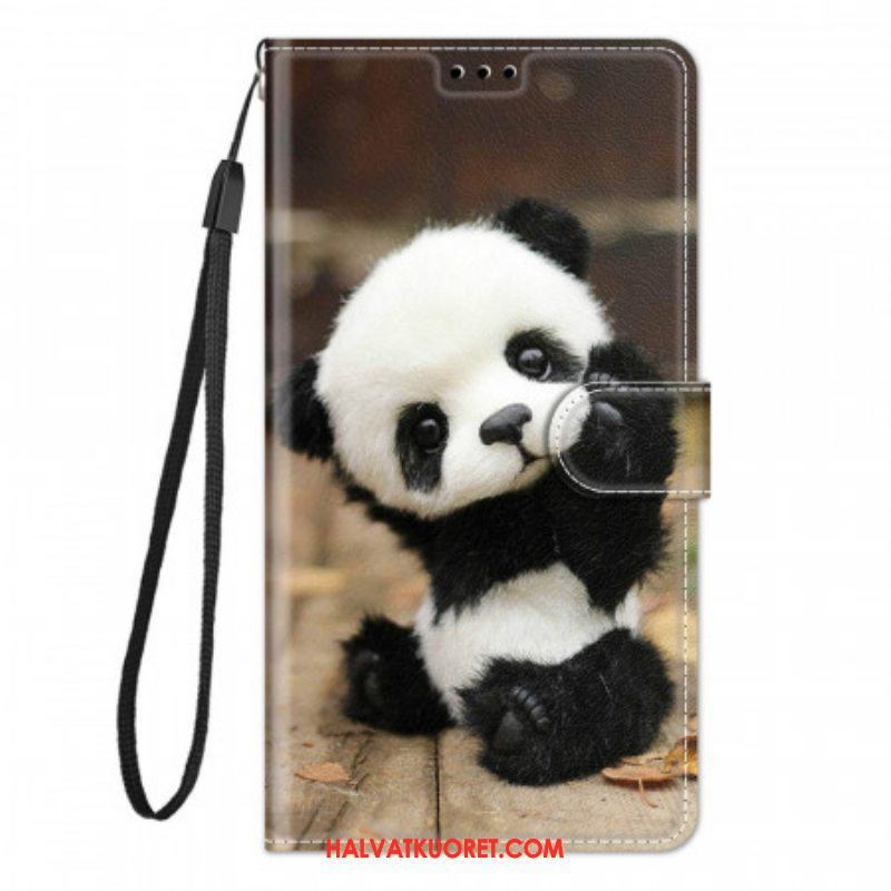 Kotelot Samsung Galaxy M23 5G Suojaketju Kuori Pikku Panda Hihnalla