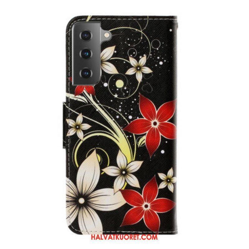 Kotelot Samsung Galaxy S21 Plus 5G Suojaketju Kuori Värikkäitä Strappy-kukkia