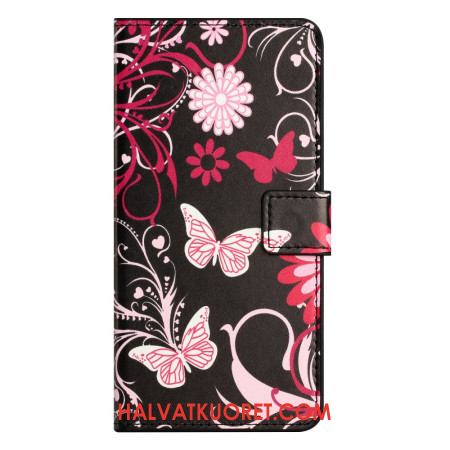 Kotelot Samsung Galaxy S25 Fe Perhosia Mustalla Taustalla