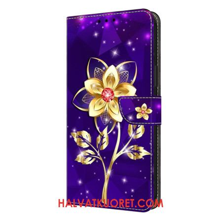 Kotelot Samsung Galaxy S26 Plus Puhelinkuoret Kultaiset Kukat Violetilla Taustalla