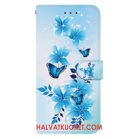 Kotelot Samsung Galaxy S26 Puhelinkuoret Sinisiä Perhosia Ja Kukkia