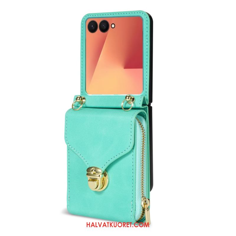 Kotelot Samsung Galaxy Z Flip 7 Vetoketjullinen Lompakko Ja Olkahihna