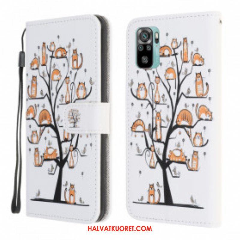 Kotelot Xiaomi Redmi Note 10 / 10S Suojaketju Kuori Funky Cats Hihnalla