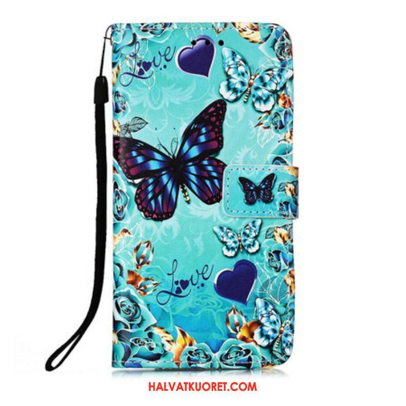 Kotelot iPhone 13 Mini Suojaketju Kuori Love Butterflies Strappy