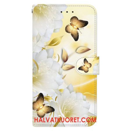 Kuoret Xiaomi 15 Kultaisia Perhosia Ja Valkoisia Kukkia