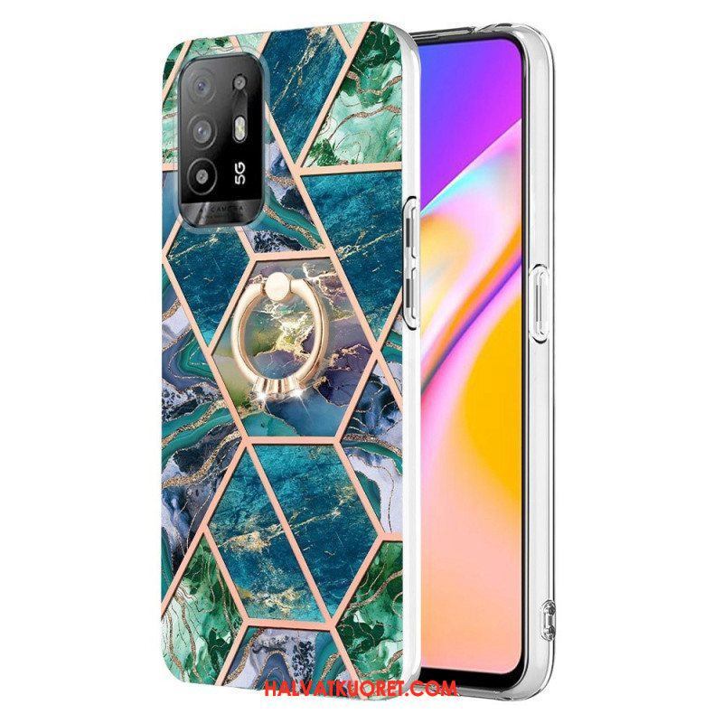 Kuori Oppo A94 5G Geometrinen Marmori Renkaalla