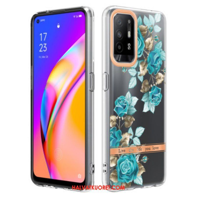 Kuori Oppo A94 5G Saumattomat Siniset Kukat