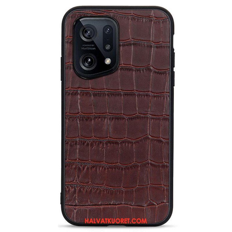 Kuori Oppo Find X5 Aito Crocodile Texture -nahka