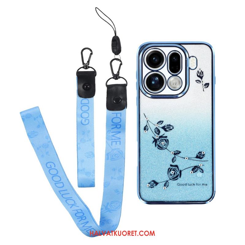 Kuori Oppo Find X9 Pro 5g Hihnoilla Koristeltuja Kukkia Ja Strasseja Suojakuori